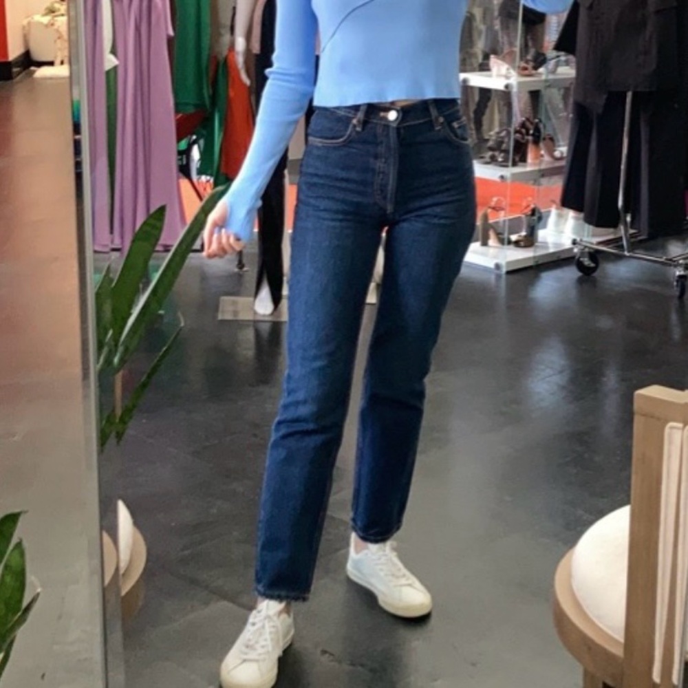Zara Dark Blue Straight Leg Women's Jeans